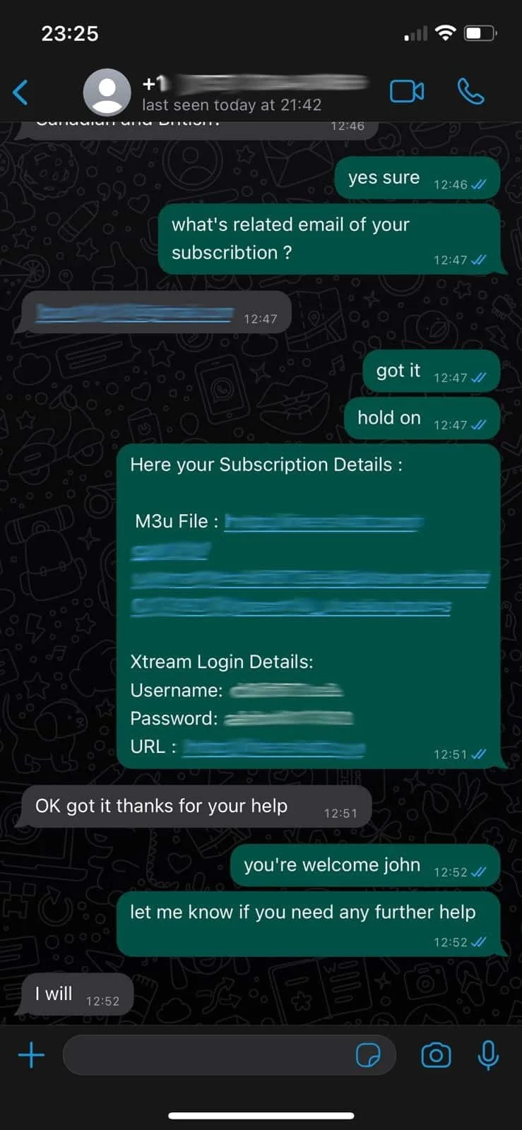 WhatsApp support conversation with a British IPTV Sub customer (5 of 12)