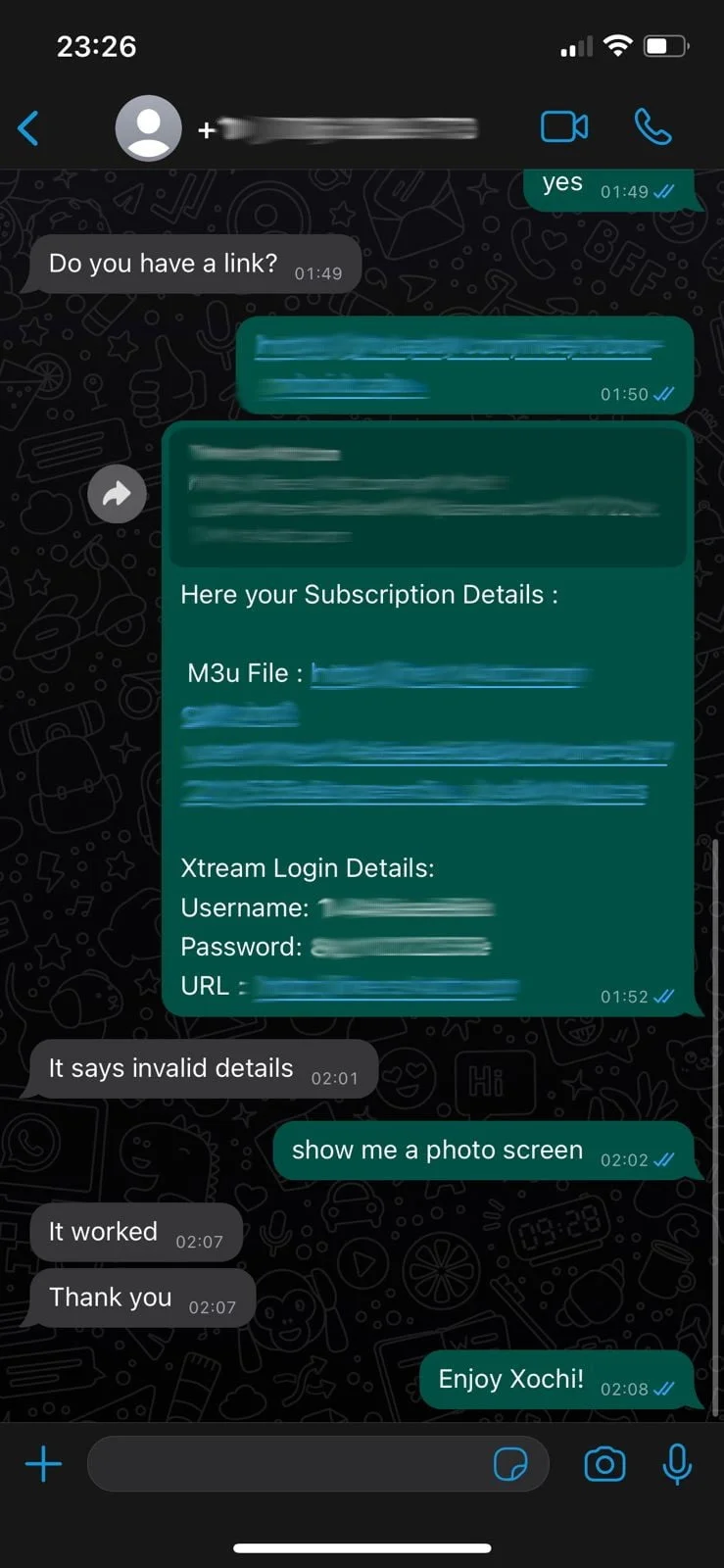 WhatsApp support conversation with a British IPTV Sub customer (8 of 12)