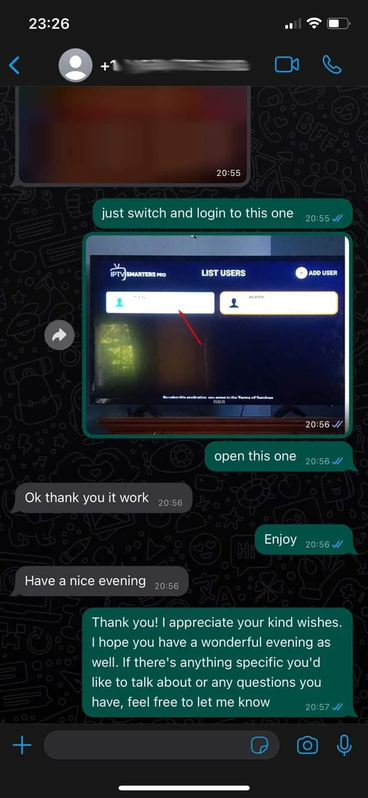 WhatsApp support conversation with a British IPTV Sub customer (11 of 12)