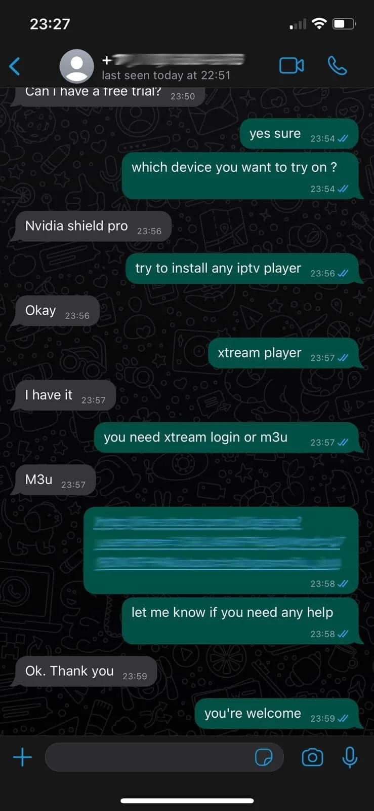 WhatsApp support conversation with a British IPTV Sub customer (12 of 12)