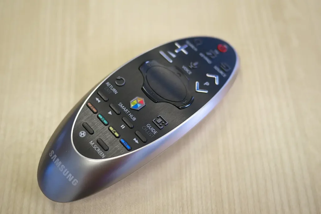 Older Samsung Smart Touch remote with a Smart Hub button, from the generation of TVs most likely to need a streaming stick